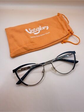 Vooglam Cat Eye Eyeglasses in matte black and Silver, no prescription